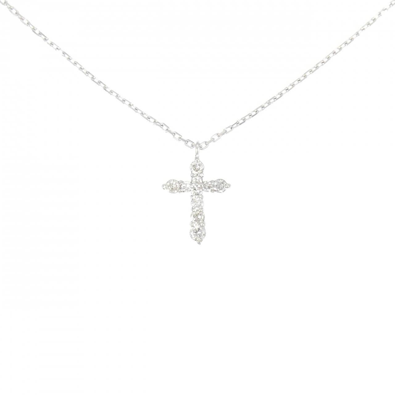 K18WG クロス ダイヤモンド ネックレス 0.30CT