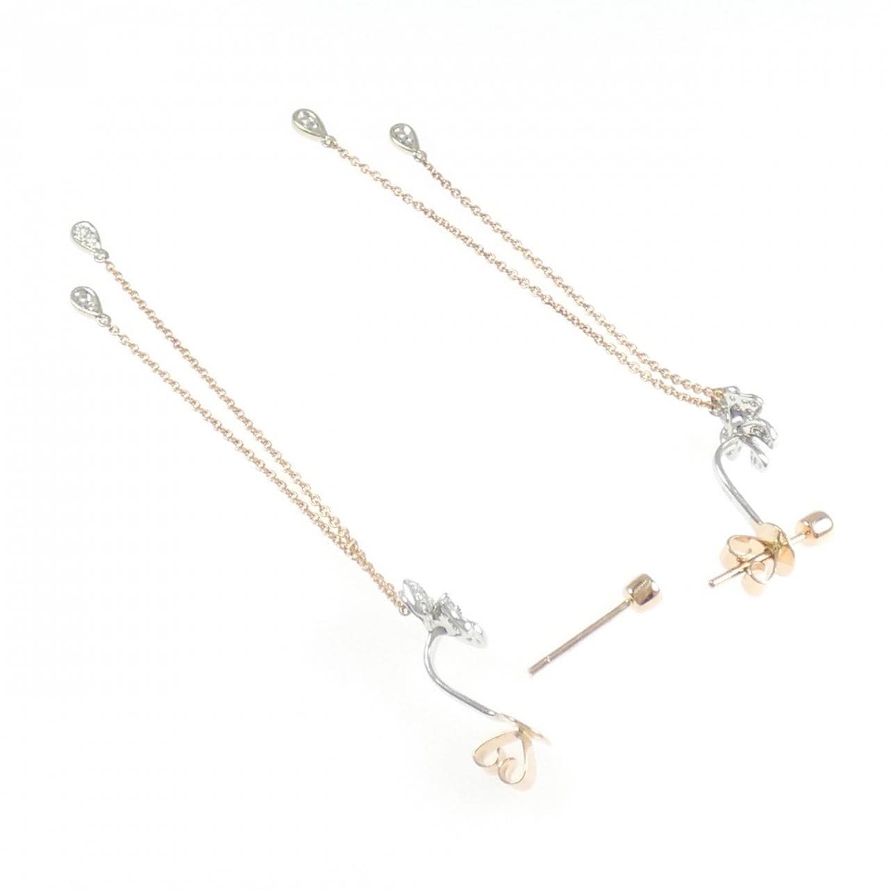 K18PG/K18WG フラワー ダイヤモンド ピアス 0.58CT