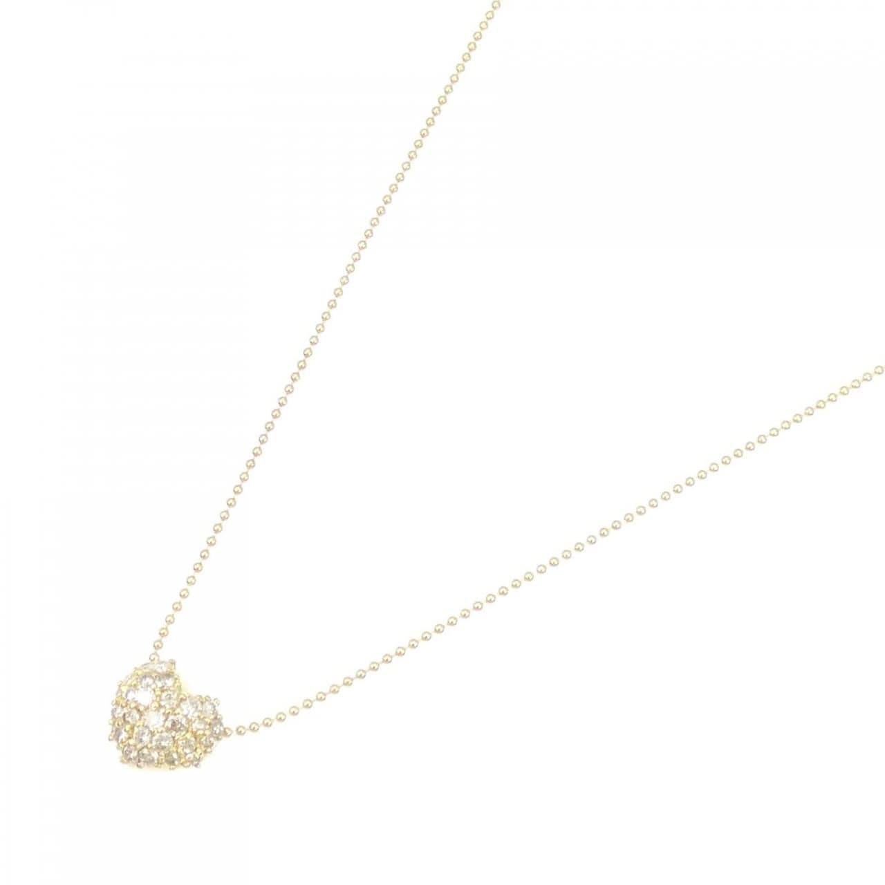 K18YG Pave Heart Diamond Necklace 0.50CT