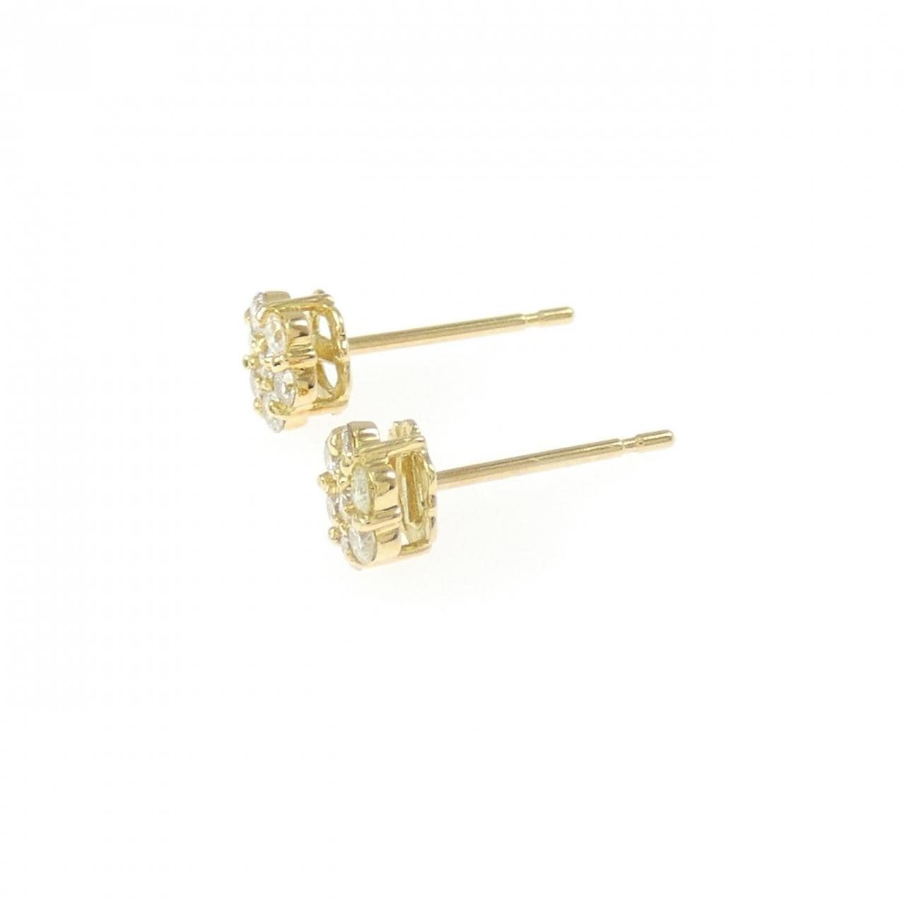 【新品】K18YG フラワー ダイヤモンド ピアス 0.20CT