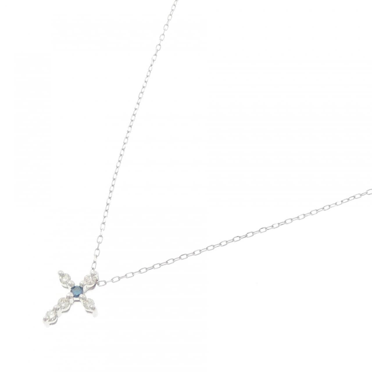 K18WG クロス ダイヤモンド ネックレス 0.10CT