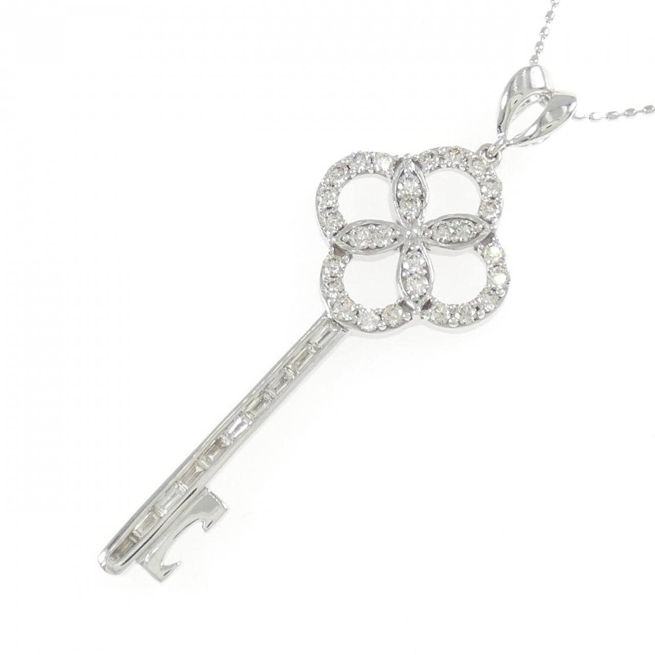K18WG キー ダイヤモンド ネックレス 0.62CT