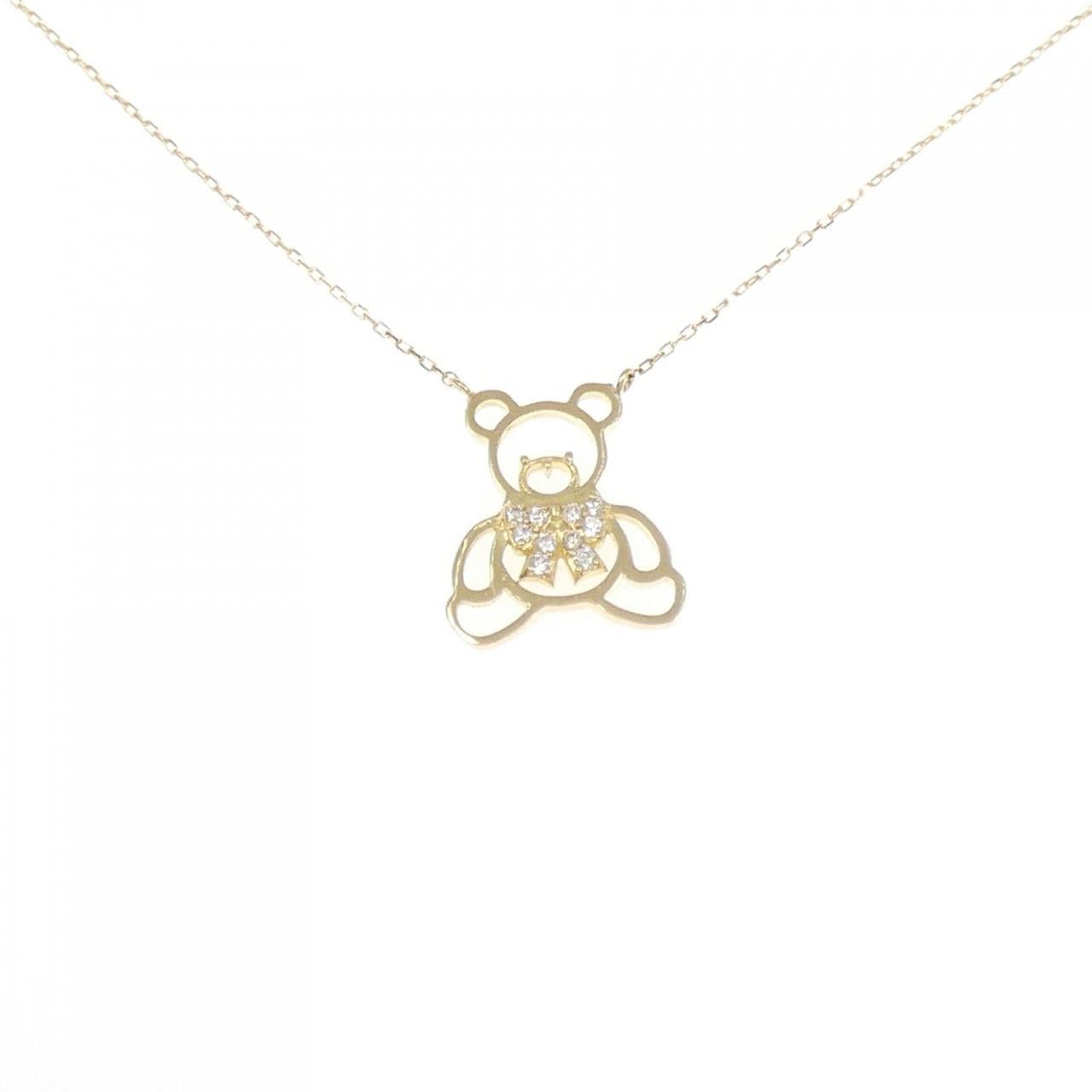 [BRAND NEW] K18YG Bear Diamond Necklace 0.05CT