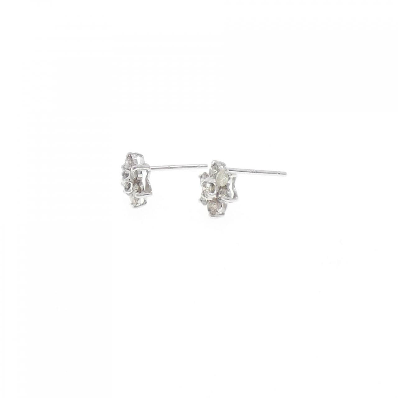K10WG フラワー ダイヤモンド ピアス 0.40CT