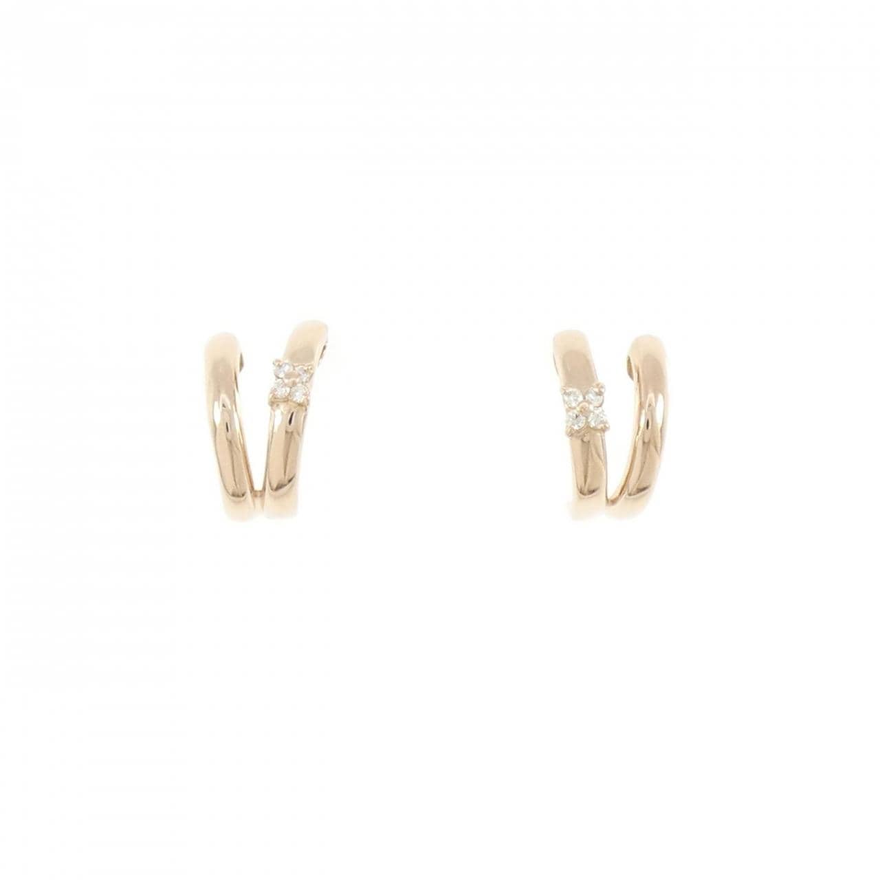 K18PG フラワー ダイヤモンド ピアス 0.04CT
