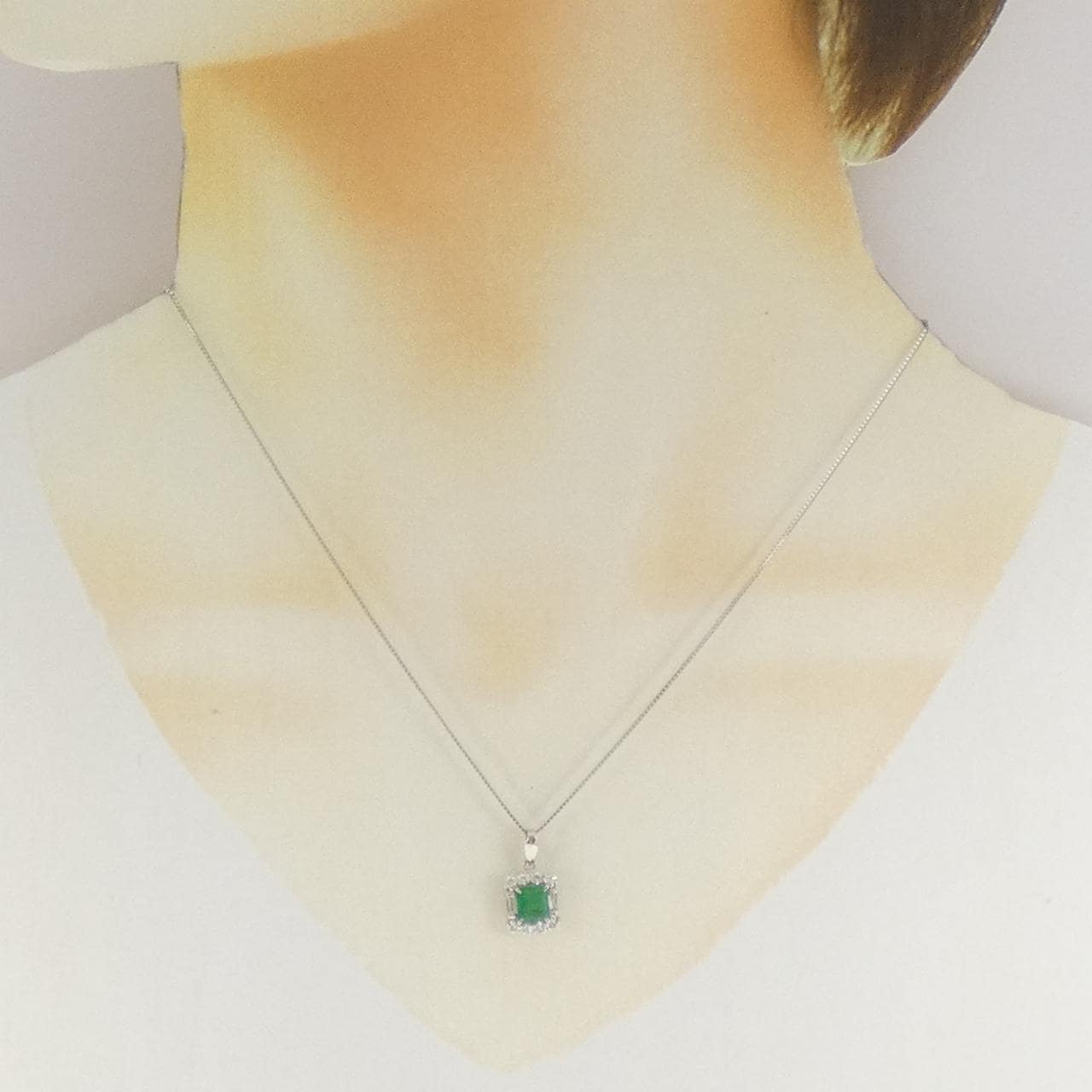 PT900/PT850 エメラルド ネックレス 0.77CT