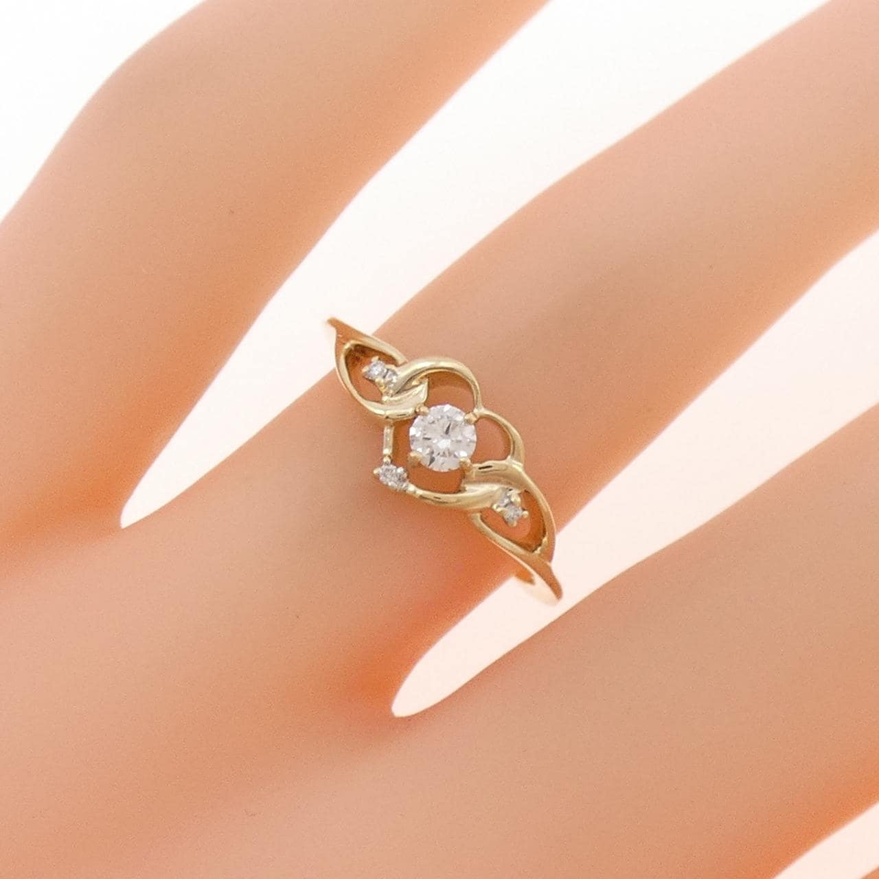 K10YG ハート ダイヤモンド リング 0.13CT