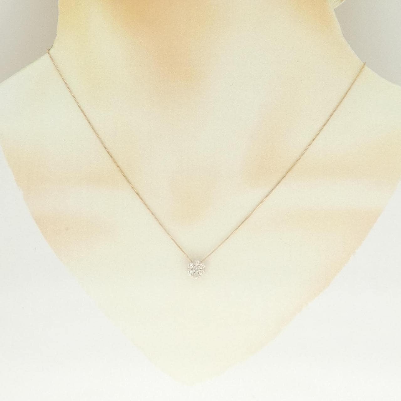 K18PG フラワー ダイヤモンド ネックレス 0.30CT