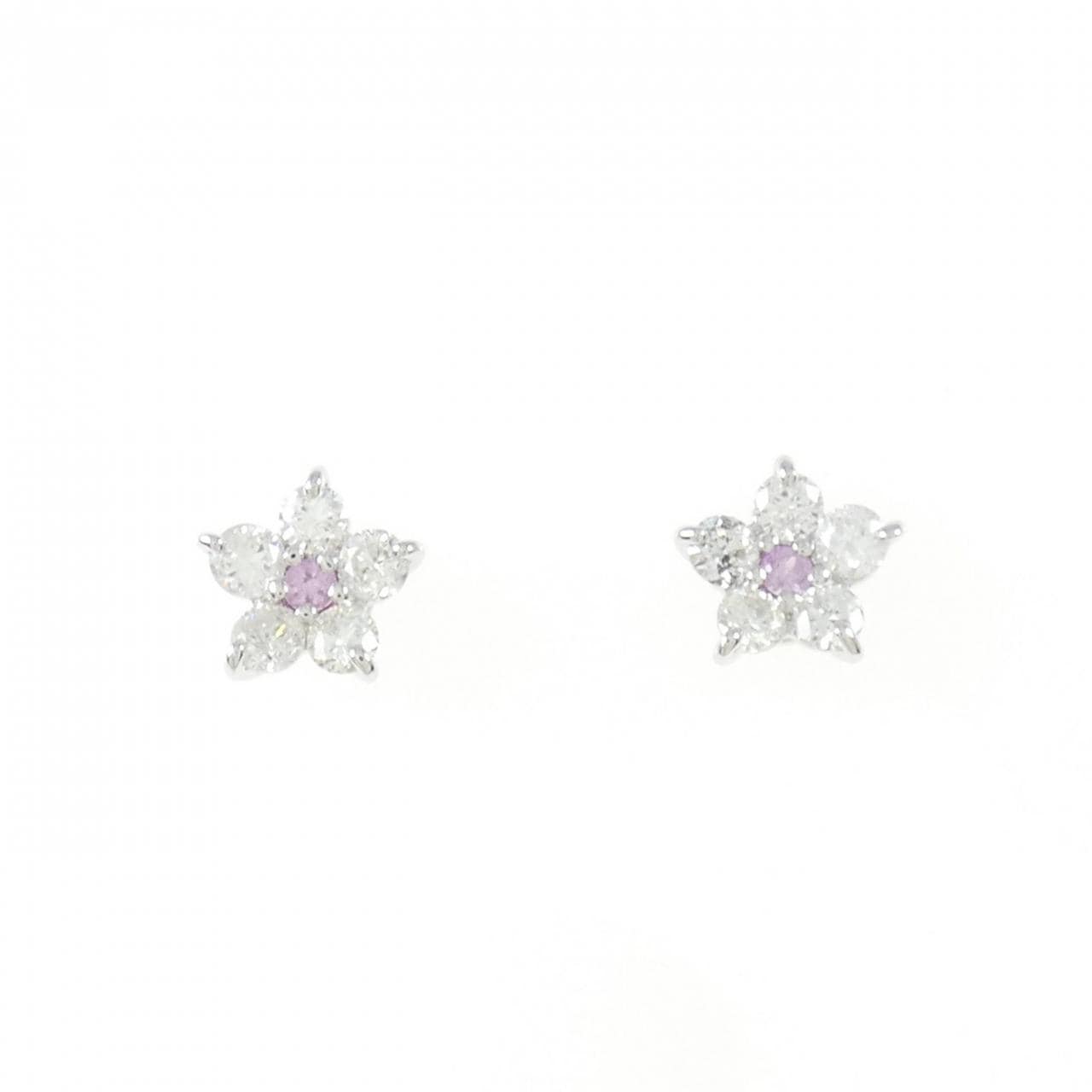 K18WG花朵藍寶石耳釘0.06CT