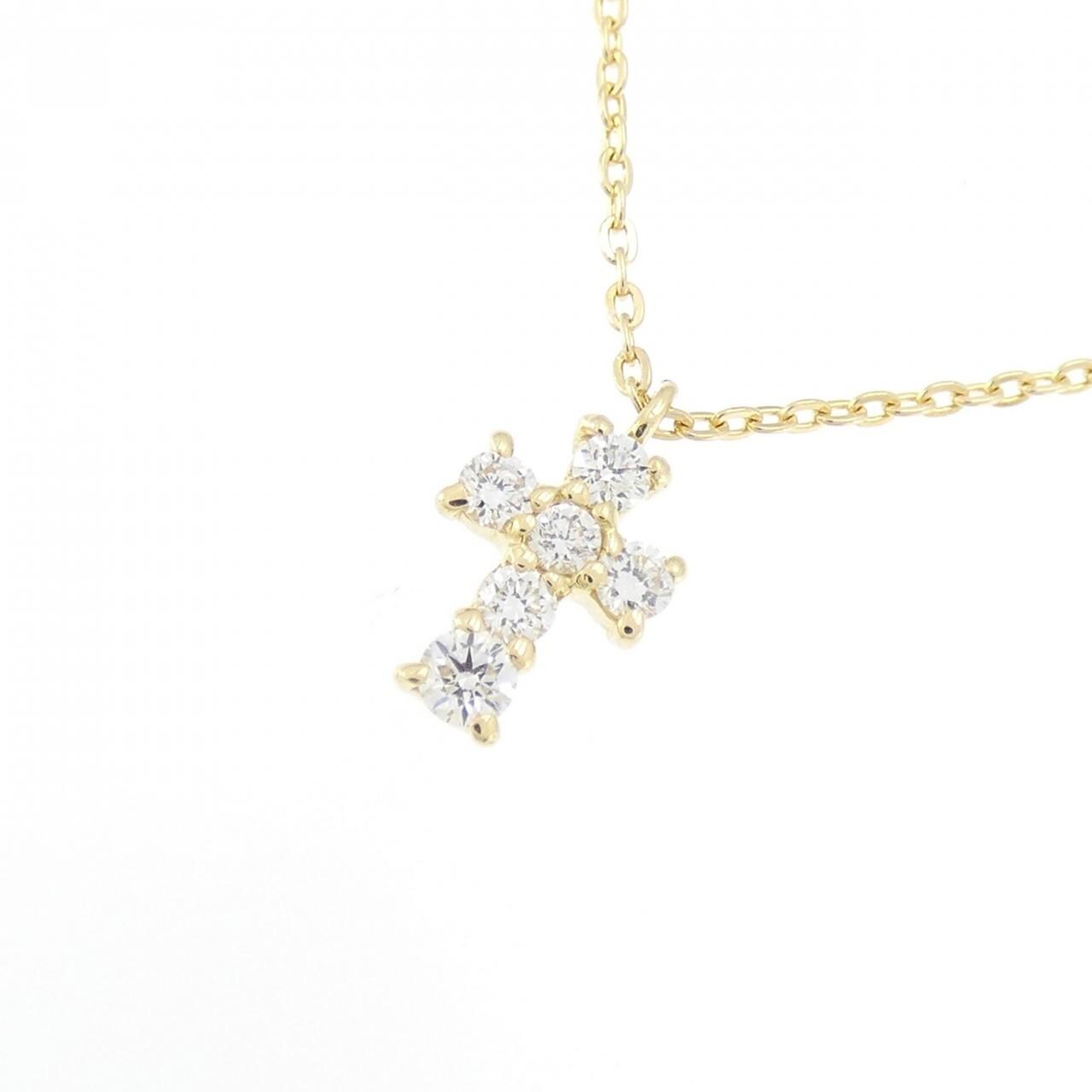 K18YG クロス ダイヤモンド ネックレス 0.12CT