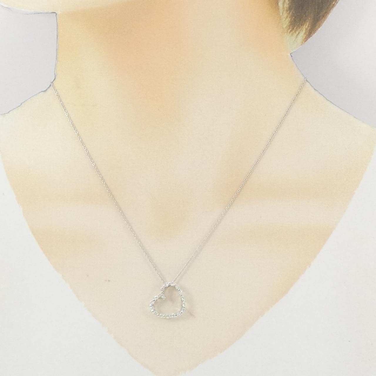K18WG ハート ダイヤモンド ネックレス 0.34CT
