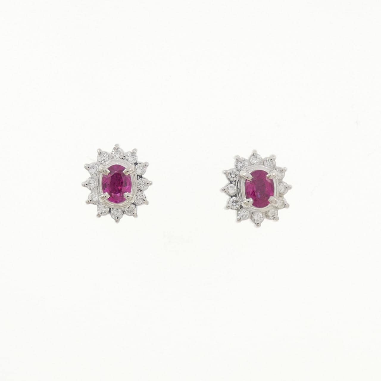PT900 ルビー ピアス 0.970CT