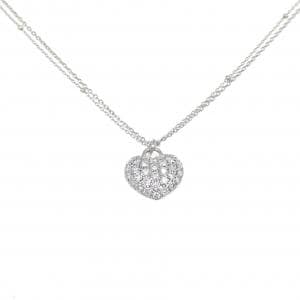 K18WG ハート パヴェ ダイヤモンド ネックレス 0.50CT