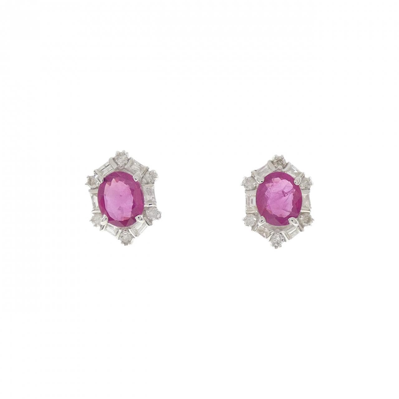K14WG ルビー ピアス 1.06CT