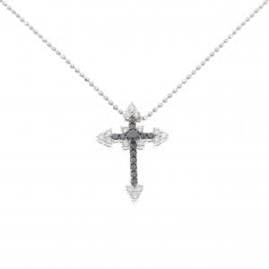 K18WG/K18BG/PT850 クロス ダイヤモンド ネックレス 1.0CT