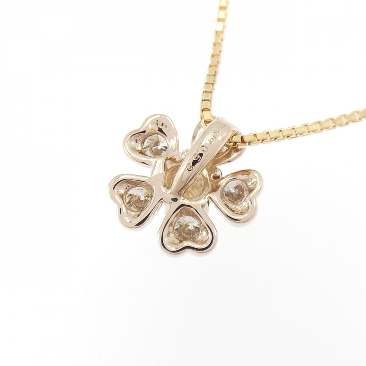K18PG フラワー ダイヤモンド ネックレス 0.53CT