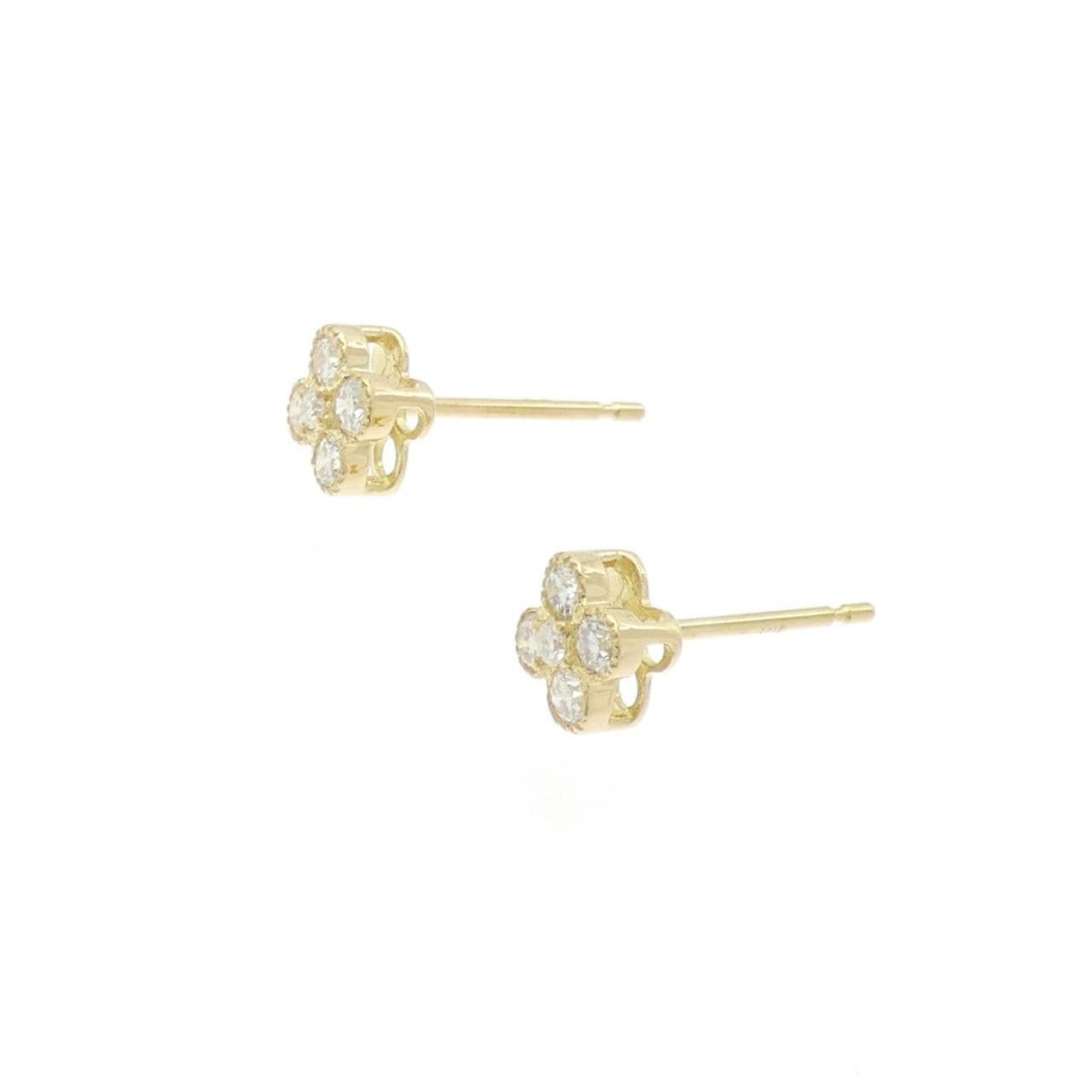 [再加工款] K18YG花朵鑽石耳環0.20CT