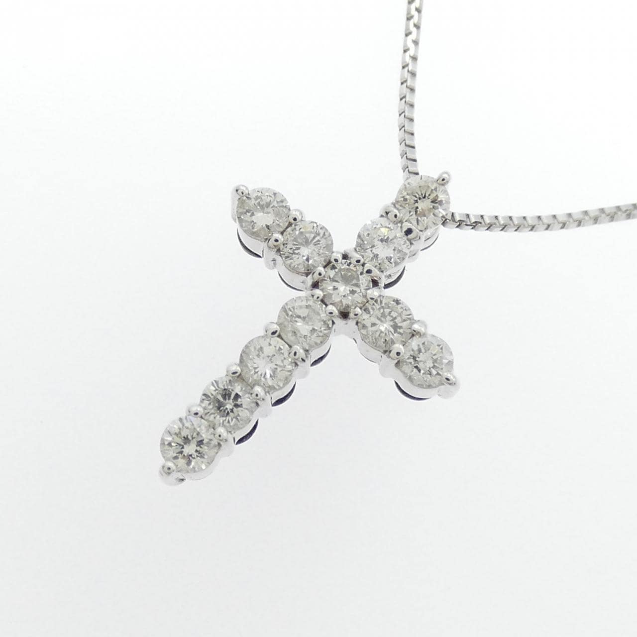 K18WG クロス ダイヤモンド ネックレス 0.30CT