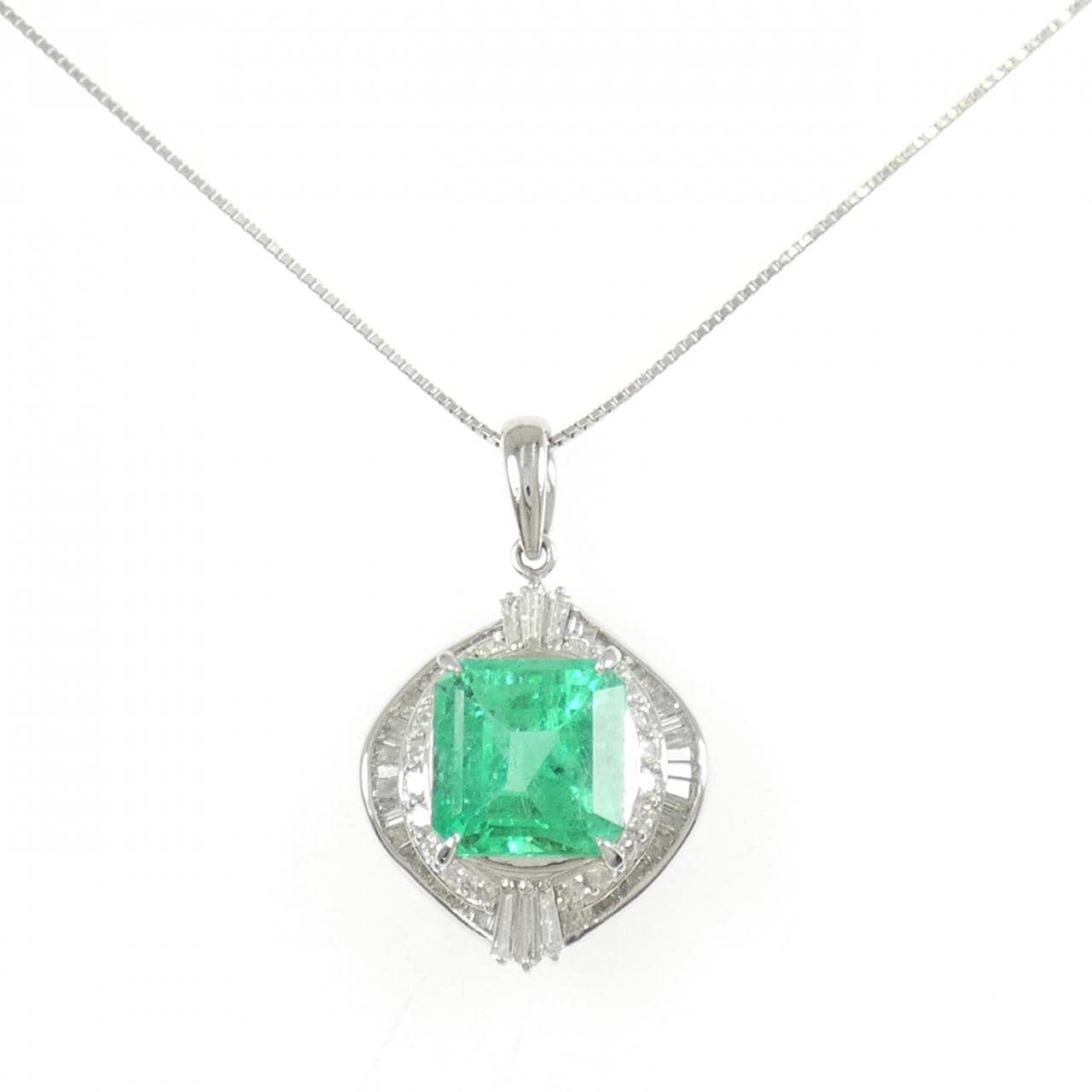 PT900/PT850 エメラルド ネックレス 5.29CT コロンビア産