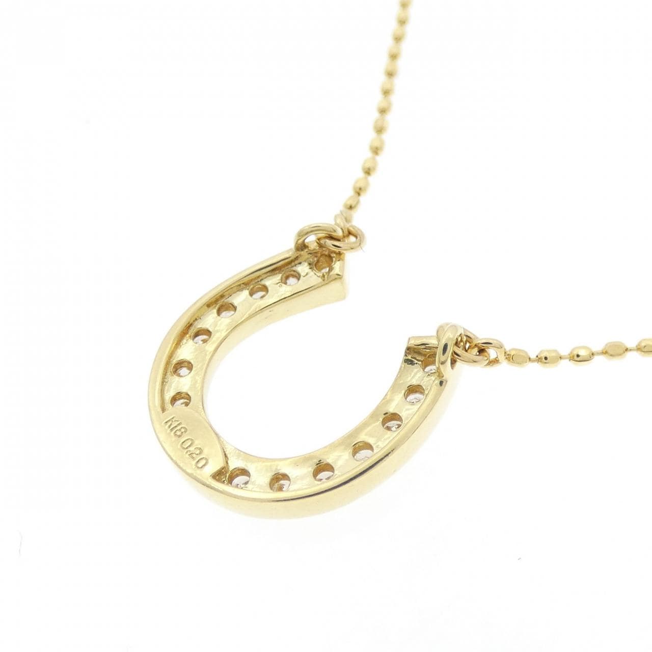 K18YG ホースシュー ダイヤモンド ネックレス 0.20CT