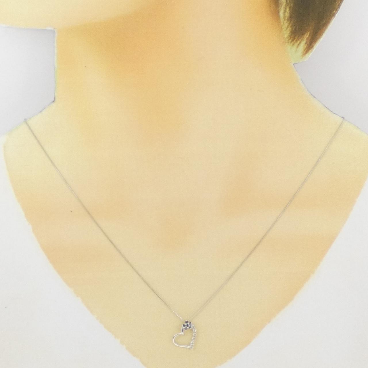 K18WG Heart x Flower Diamond Necklace 0.16CT