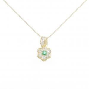 K18YG フラワー エメラルド ネックレス 0.09CT