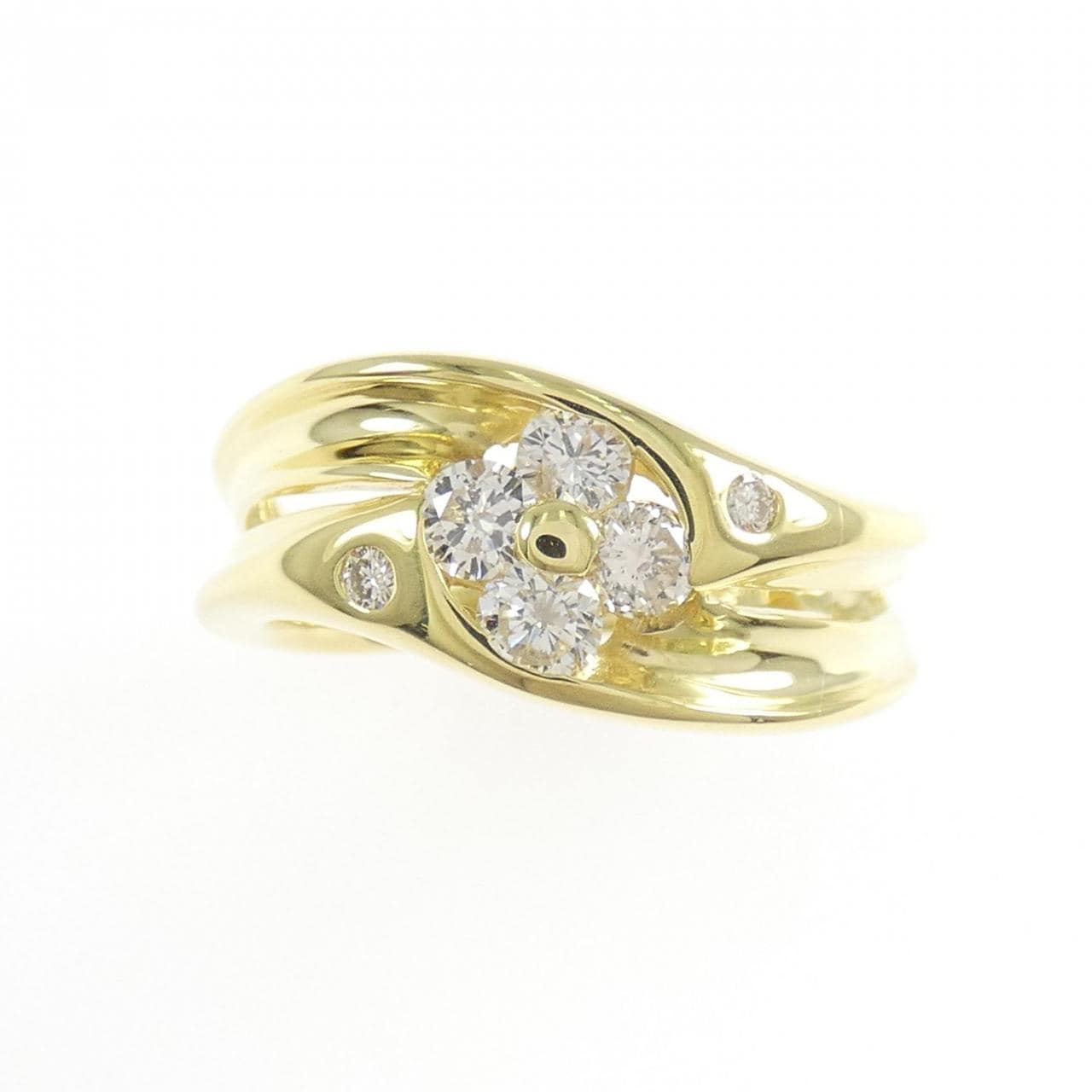 K18YG フラワー ダイヤモンド リング 0.45CT