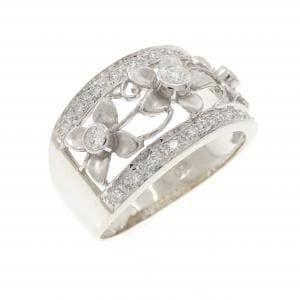 750WG フラワー ダイヤモンド リング 0.20CT