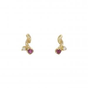 K18YG ruby earrings