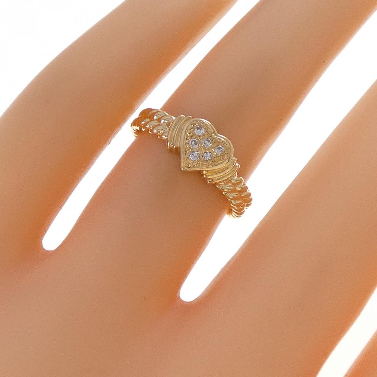 K18YG ハート ダイヤモンド リング