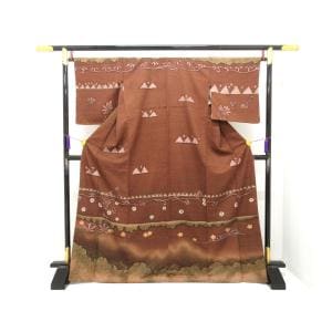 訪問着　染紬　友禅金彩加工　ボカシ染