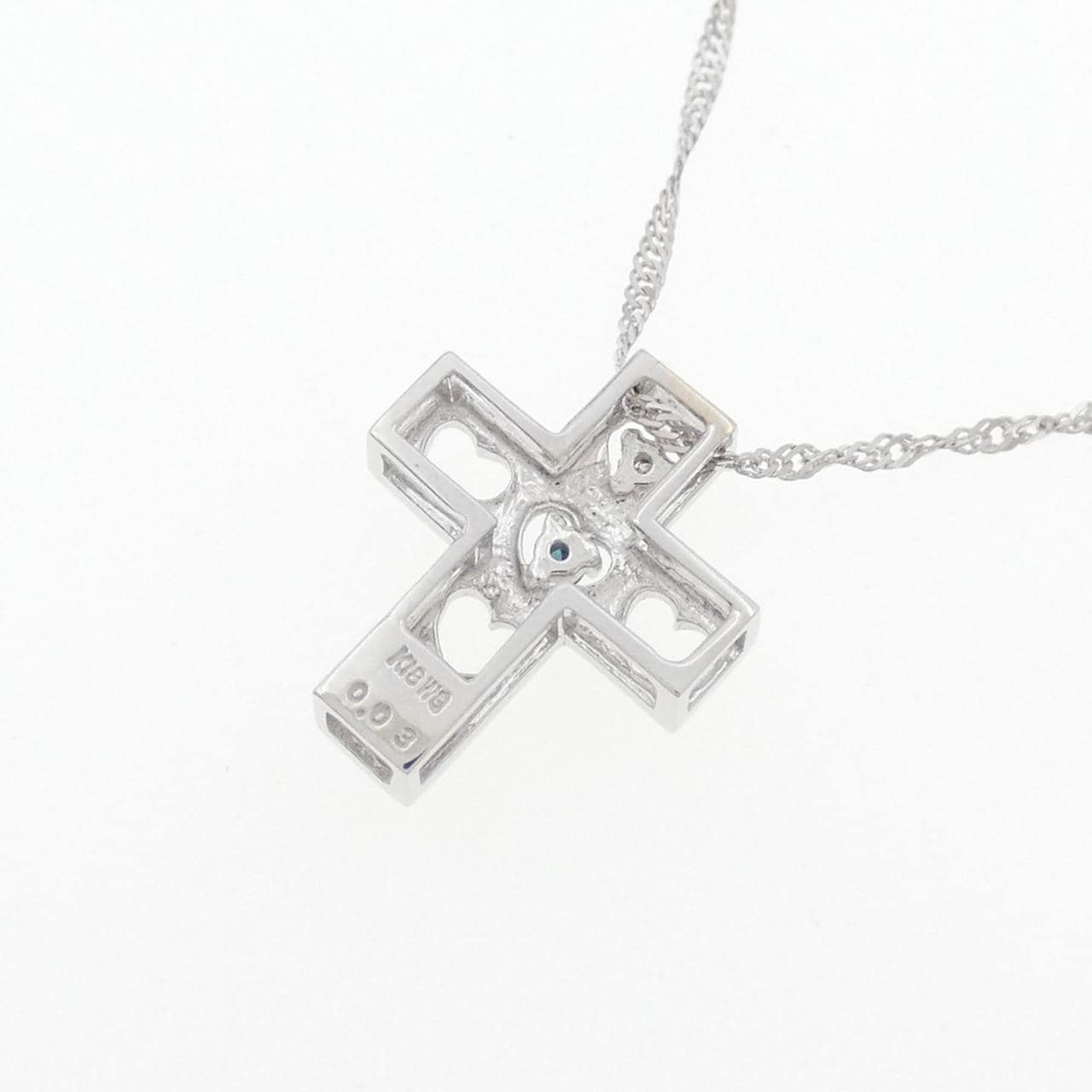 K18WG クロス×ハート ダイヤモンド ネックレス 0.03CT