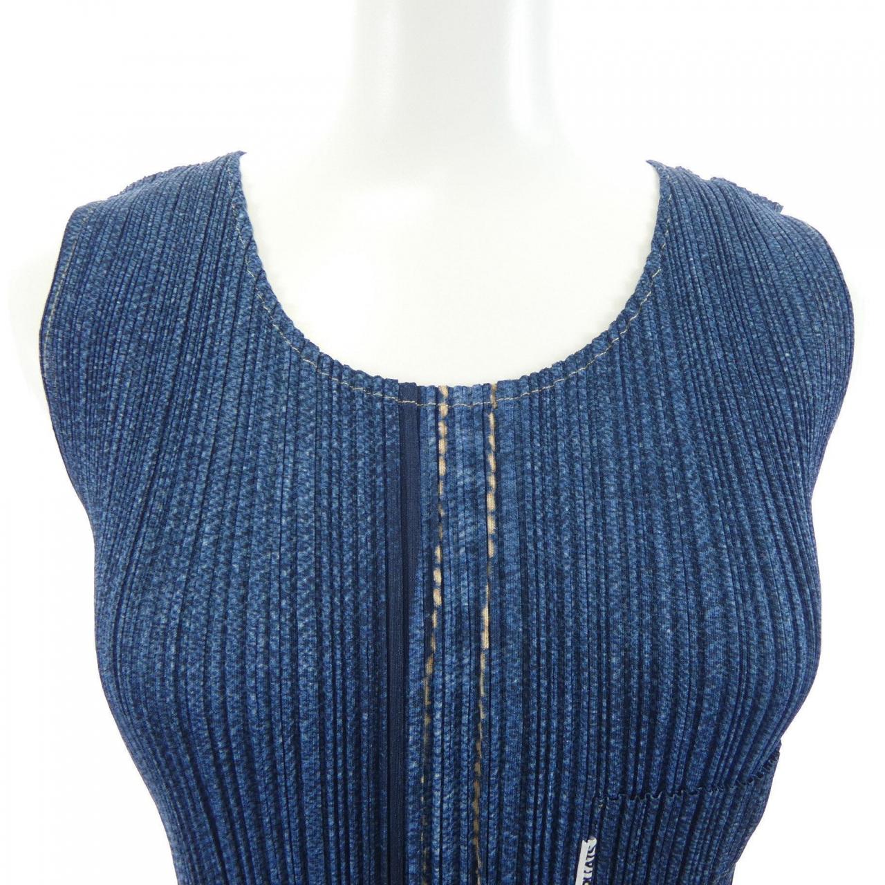 【ヴィンテージ】プリーツプリーズ PLEATS PLEASE 2001 デニム転写プリント PP12-JH251 ワンピース