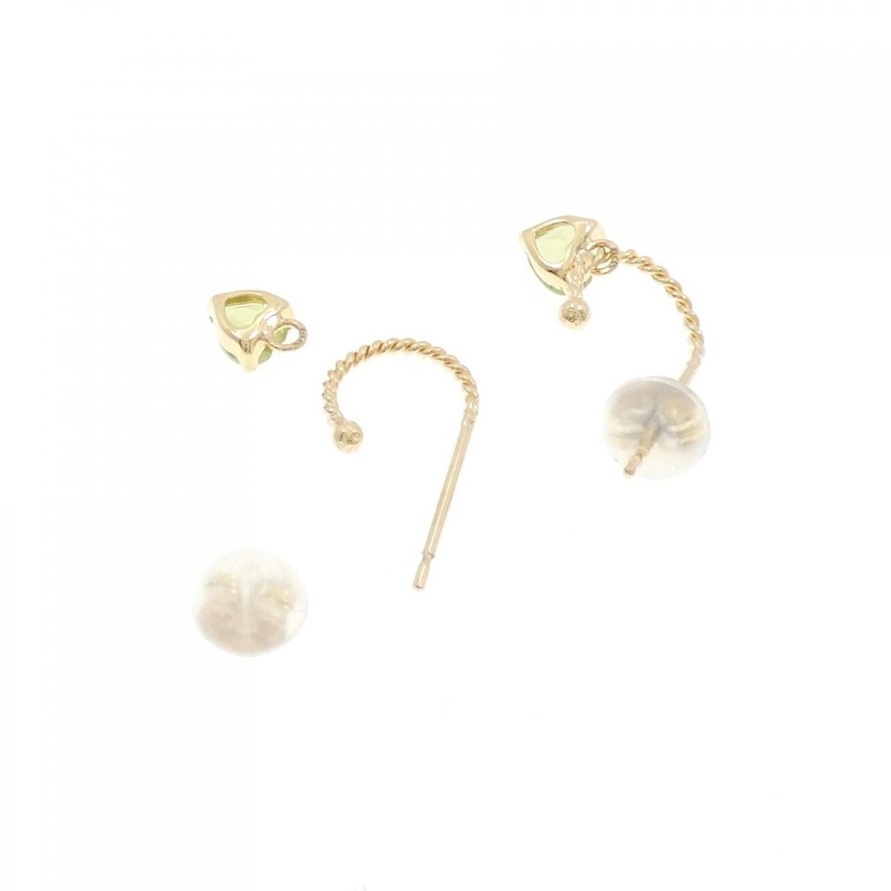 K18YG ハート ペリドット ピアス