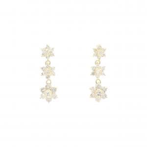 K18YG フラワー ダイヤモンド ピアス 1.0CT