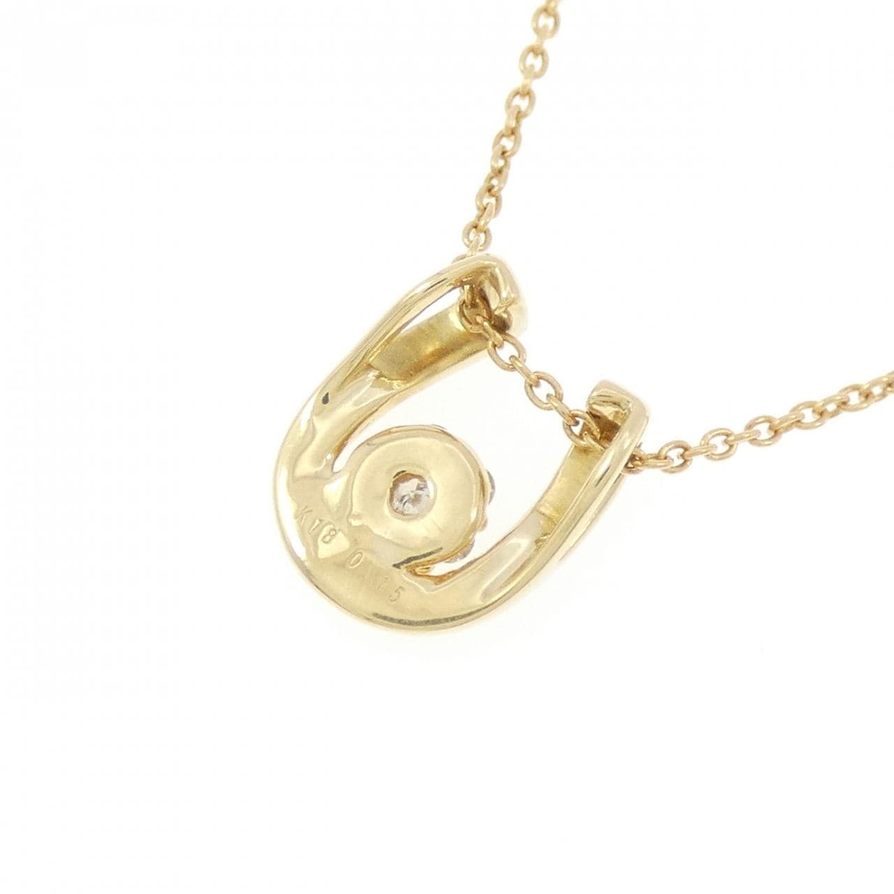 K18YG ホースシュー×フラワー ダイヤモンド ネックレス 0.15CT