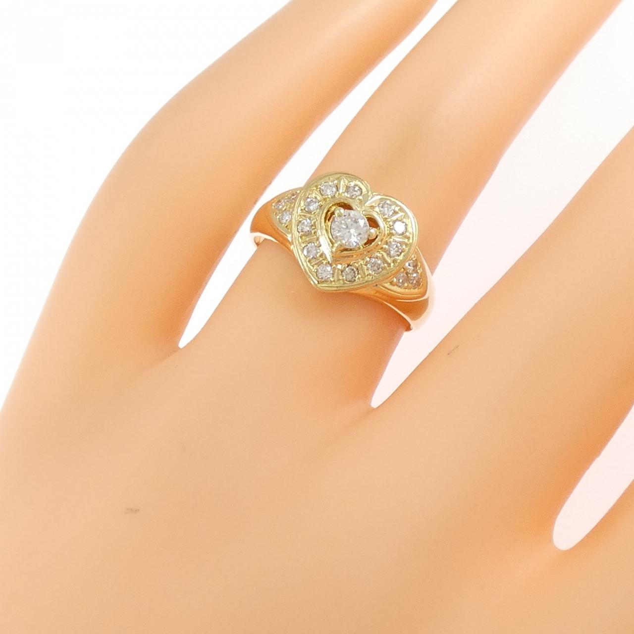 K18YG ハート ダイヤモンド リング 0.14CT