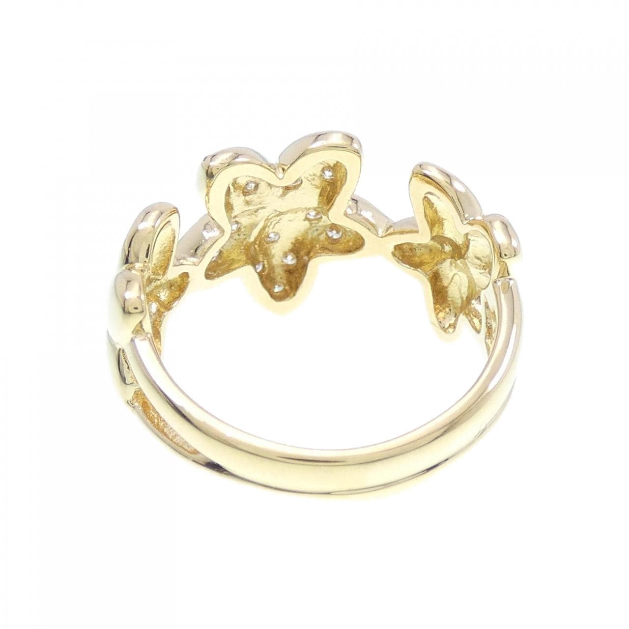 K18YG flower Diamond ring 0.25CT