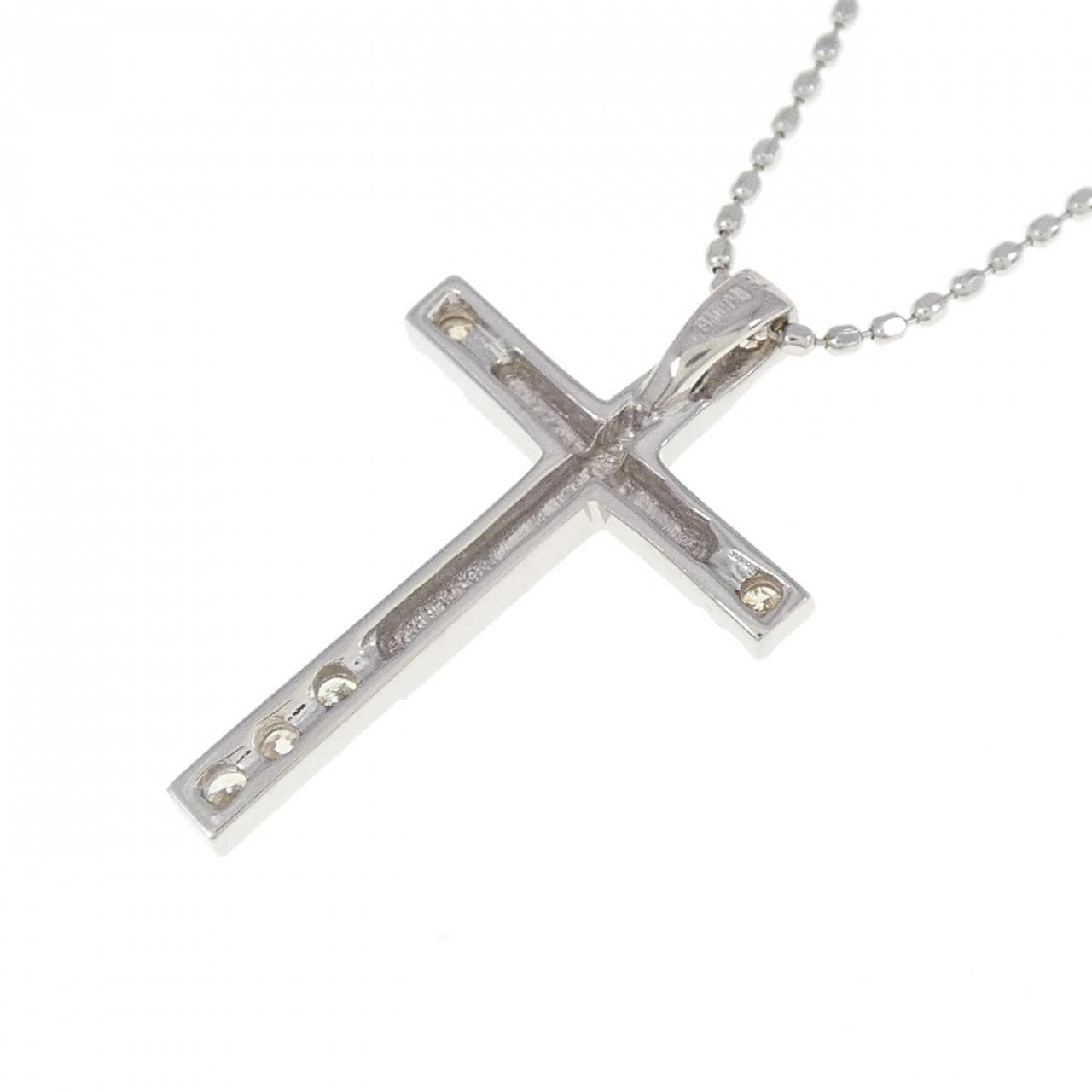 K18WG クロス ダイヤモンド ネックレス 0.10CT