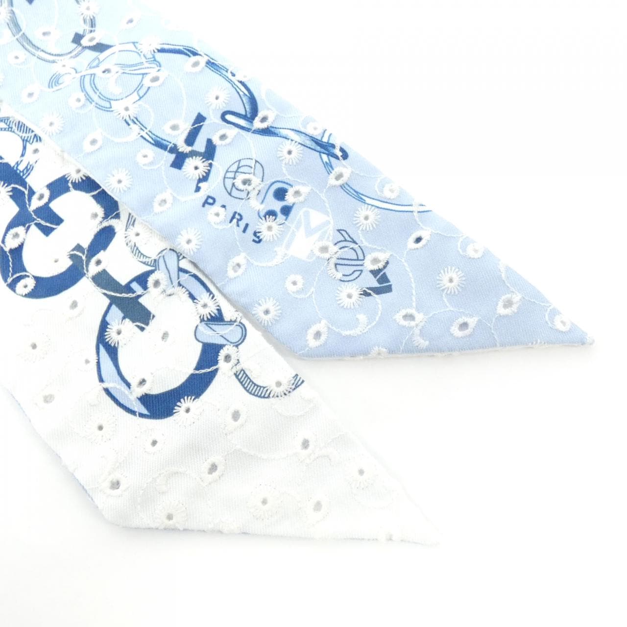 [Unused items] HERMES DO RE BOUCLES Twilly Broderie Anglaise 853951S Scarf