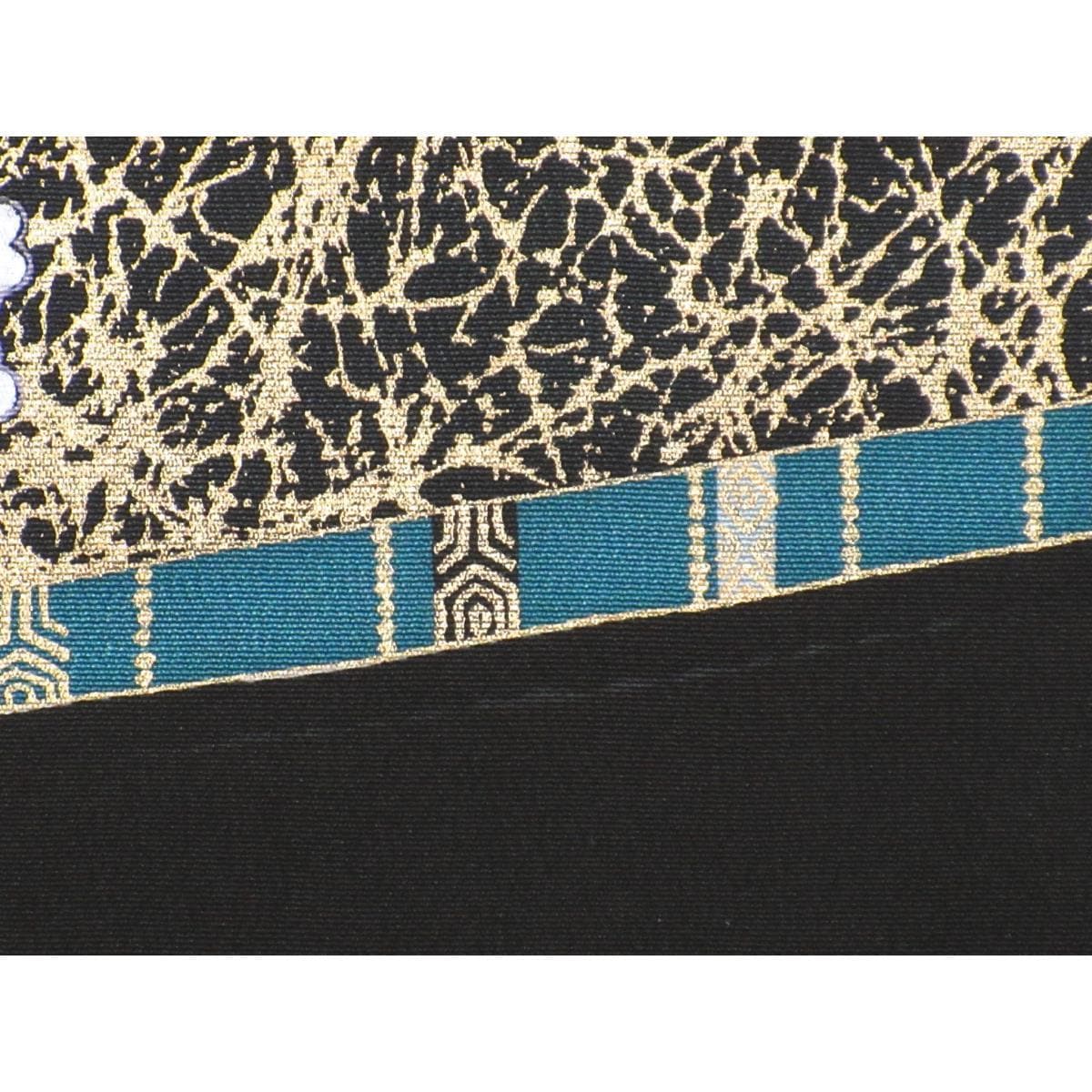 留袖　友禅金彩加工　刺繍入りボカシ染　丸に菊菱