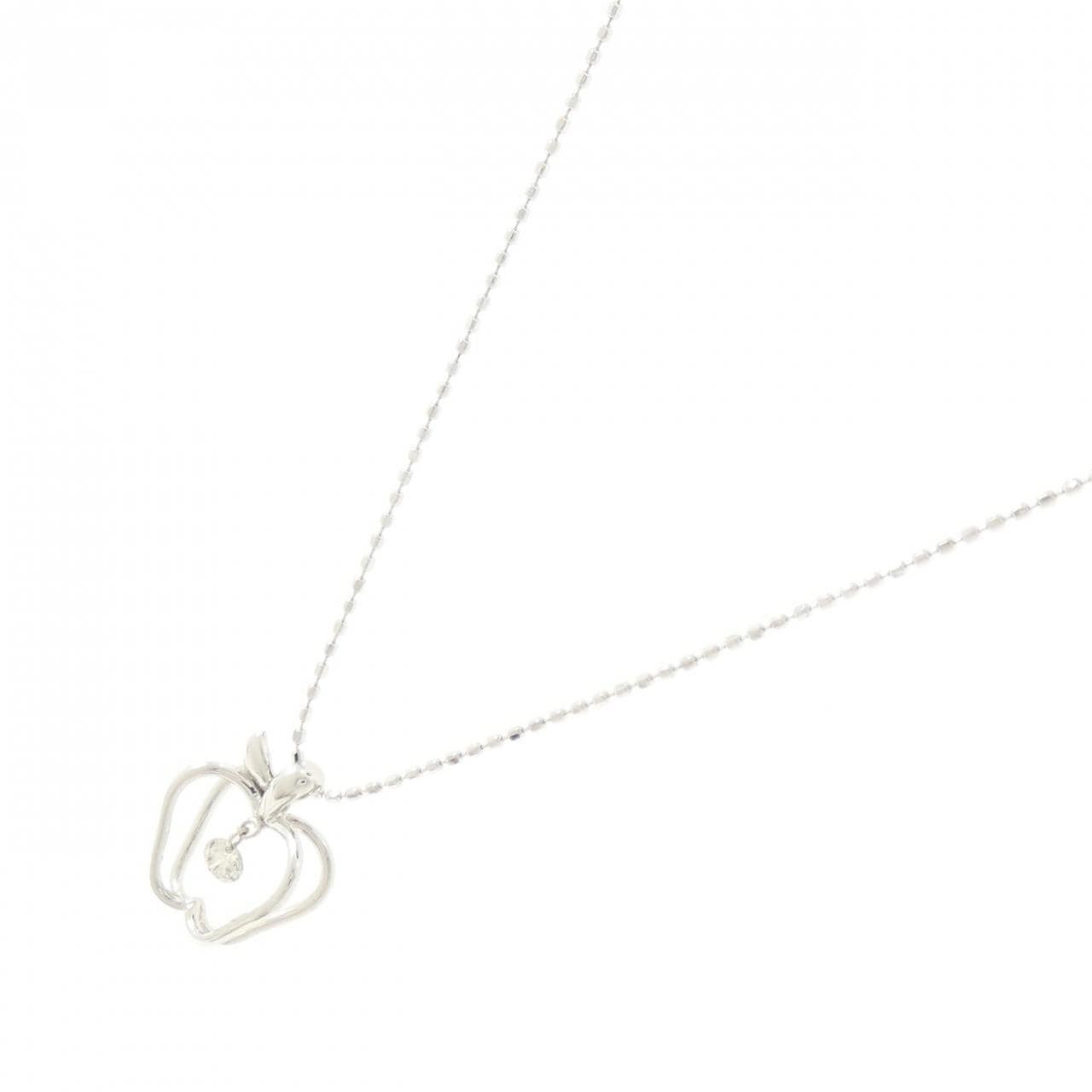 K18WG アップル ダイヤモンド ネックレス 0.07CT
