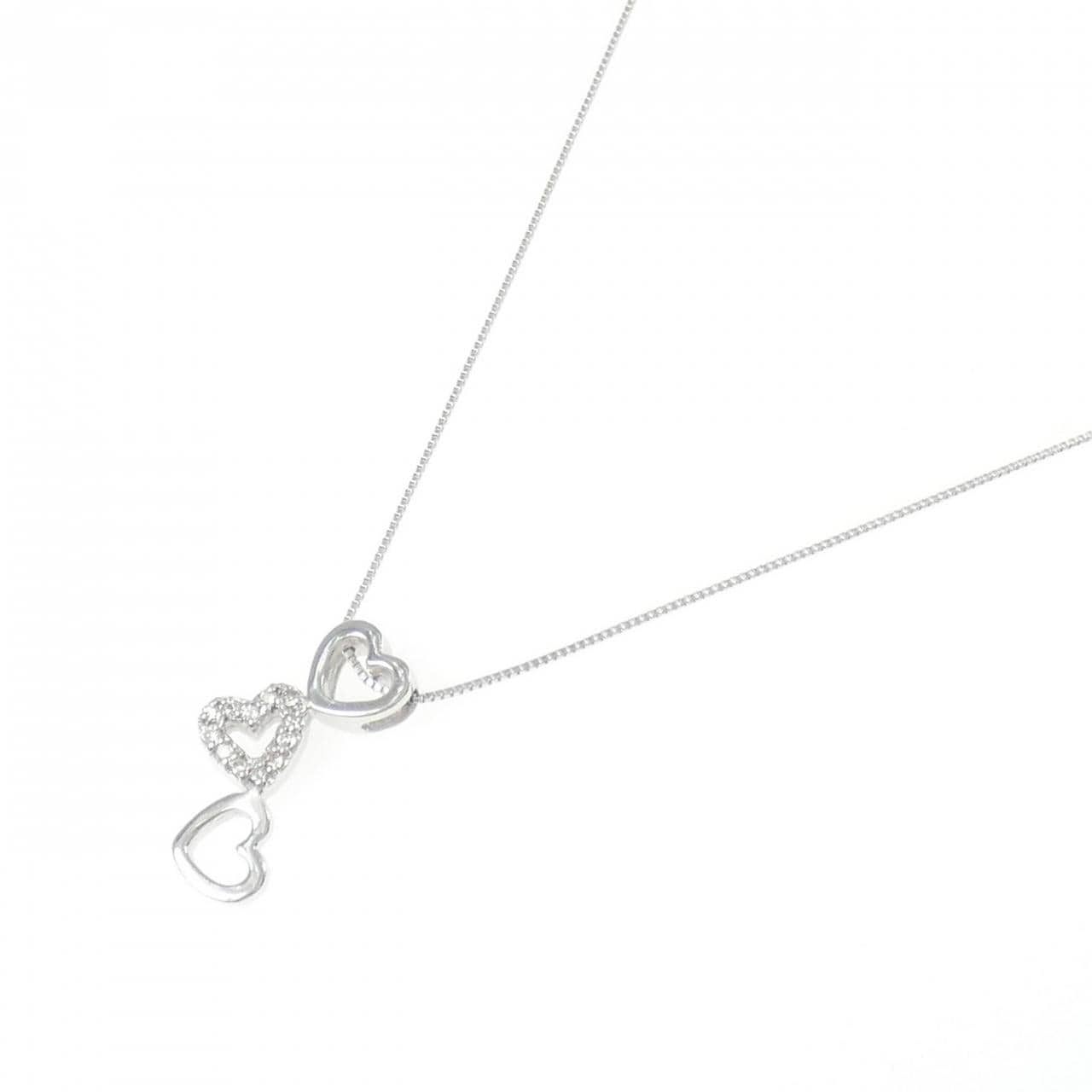 K18WG 心形钻石项链 0.08CT