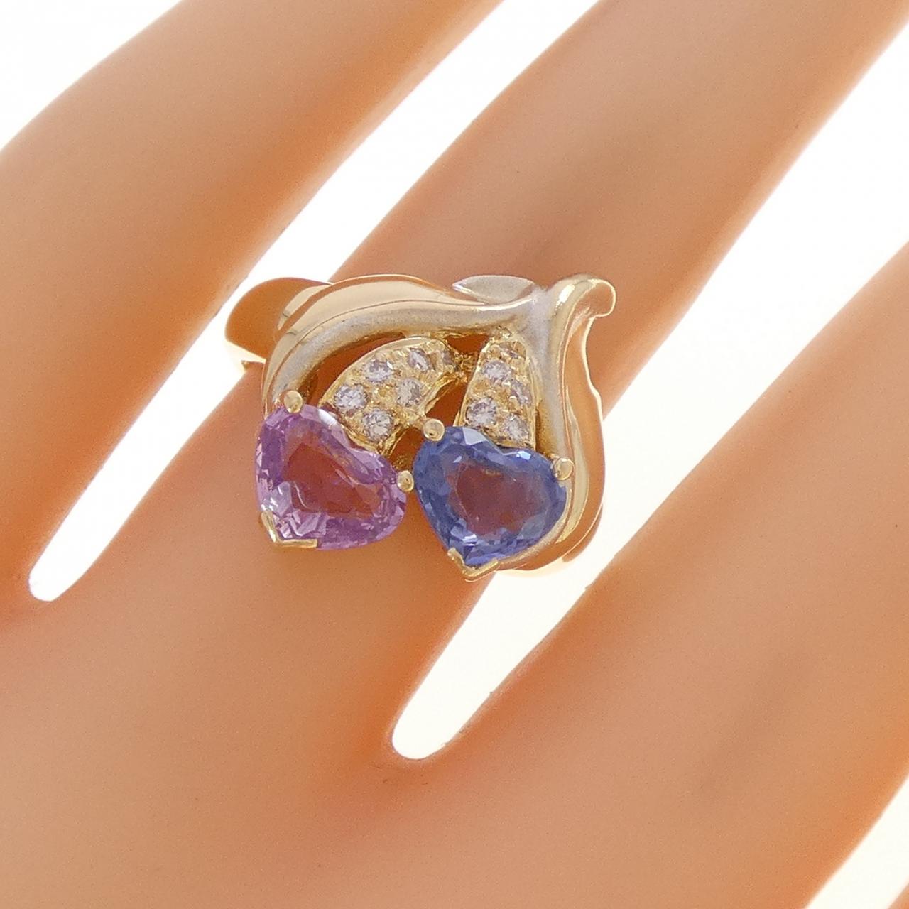 K18YG ハート サファイヤ リング 1.67CT
