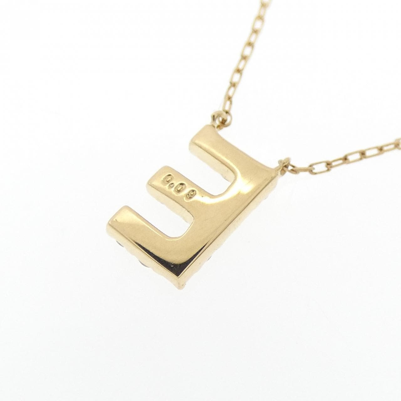 K18YG イニシャルE ダイヤモンド ネックレス 0.09CT