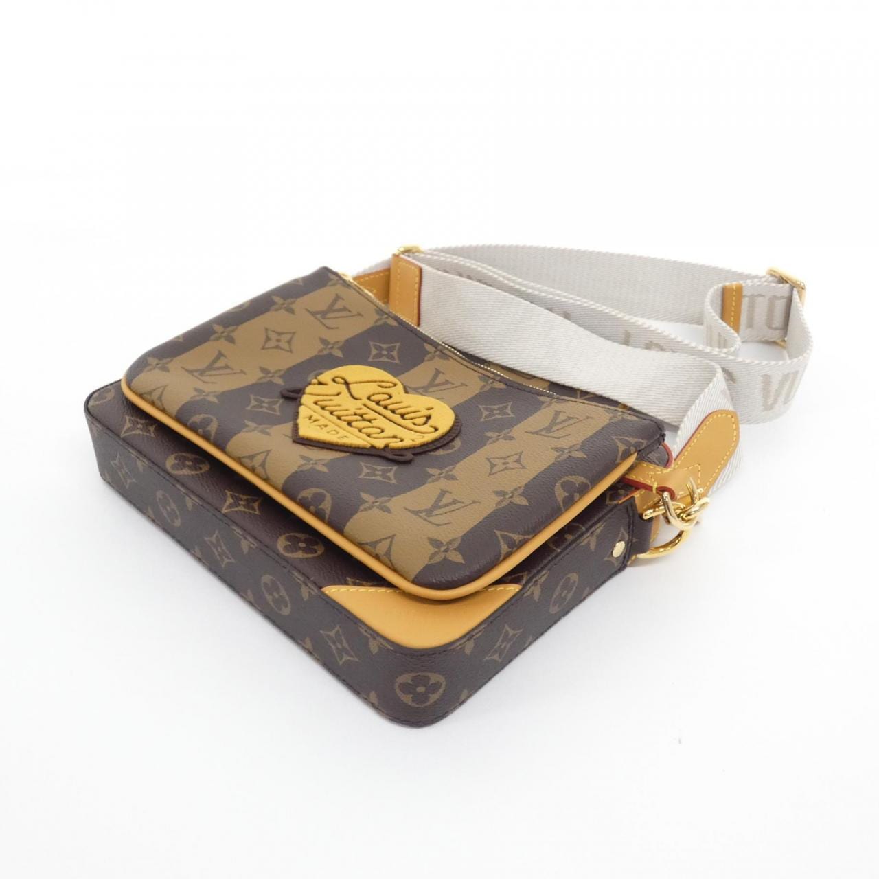 LOUIS VUITTON Monogram條紋（LV Squared）三重郵差包 M45965 單肩包