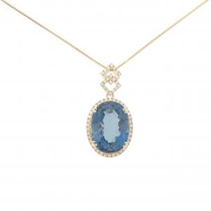 K18YG ブルートパーズ ネックレス 15.12CT