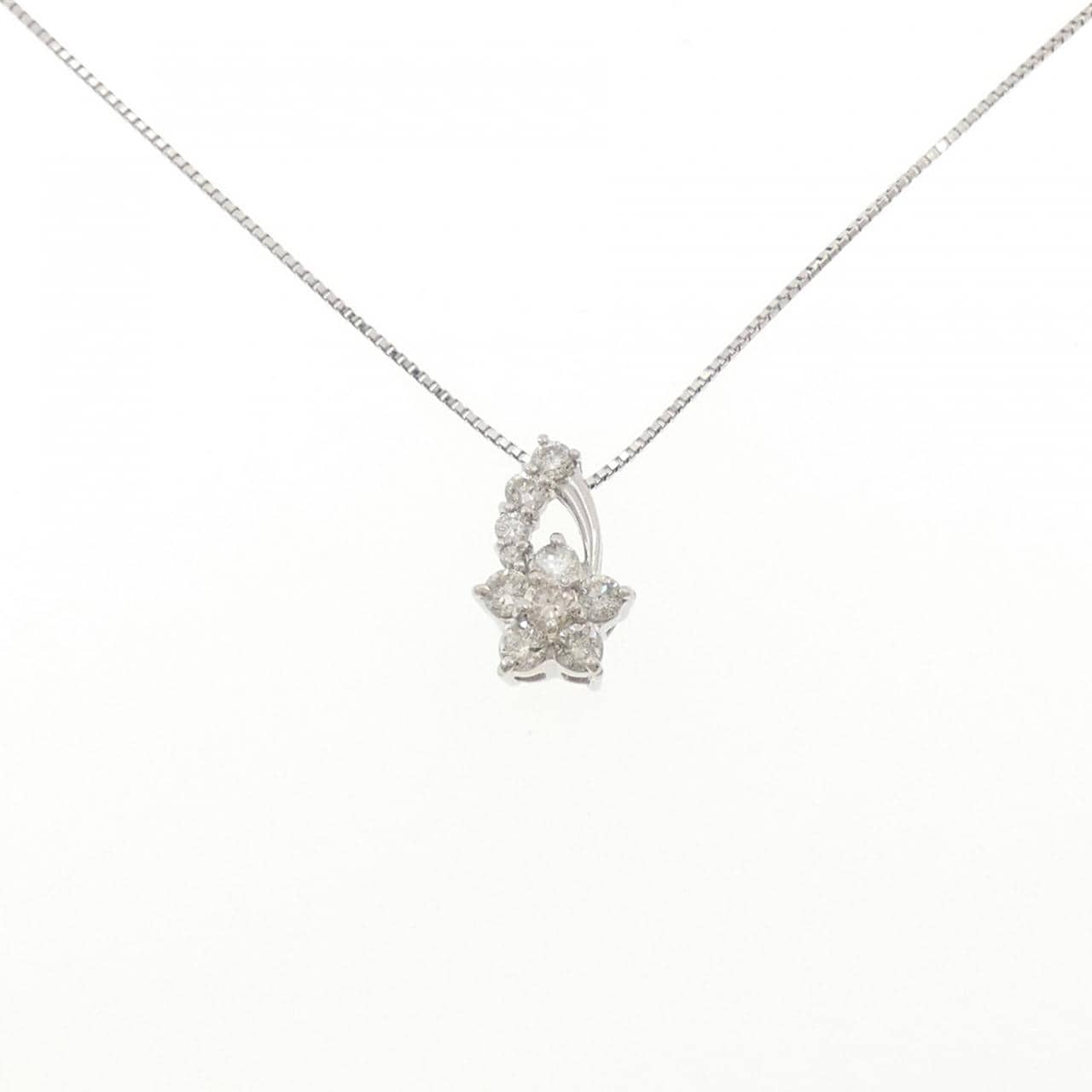 PT900/PT850 フラワー ダイヤモンド ネックレス 0.50CT
