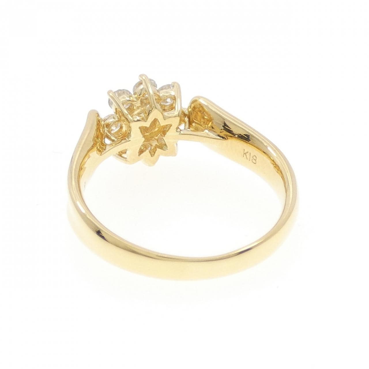 K18YG フラワー ダイヤモンド リング 0.52CT