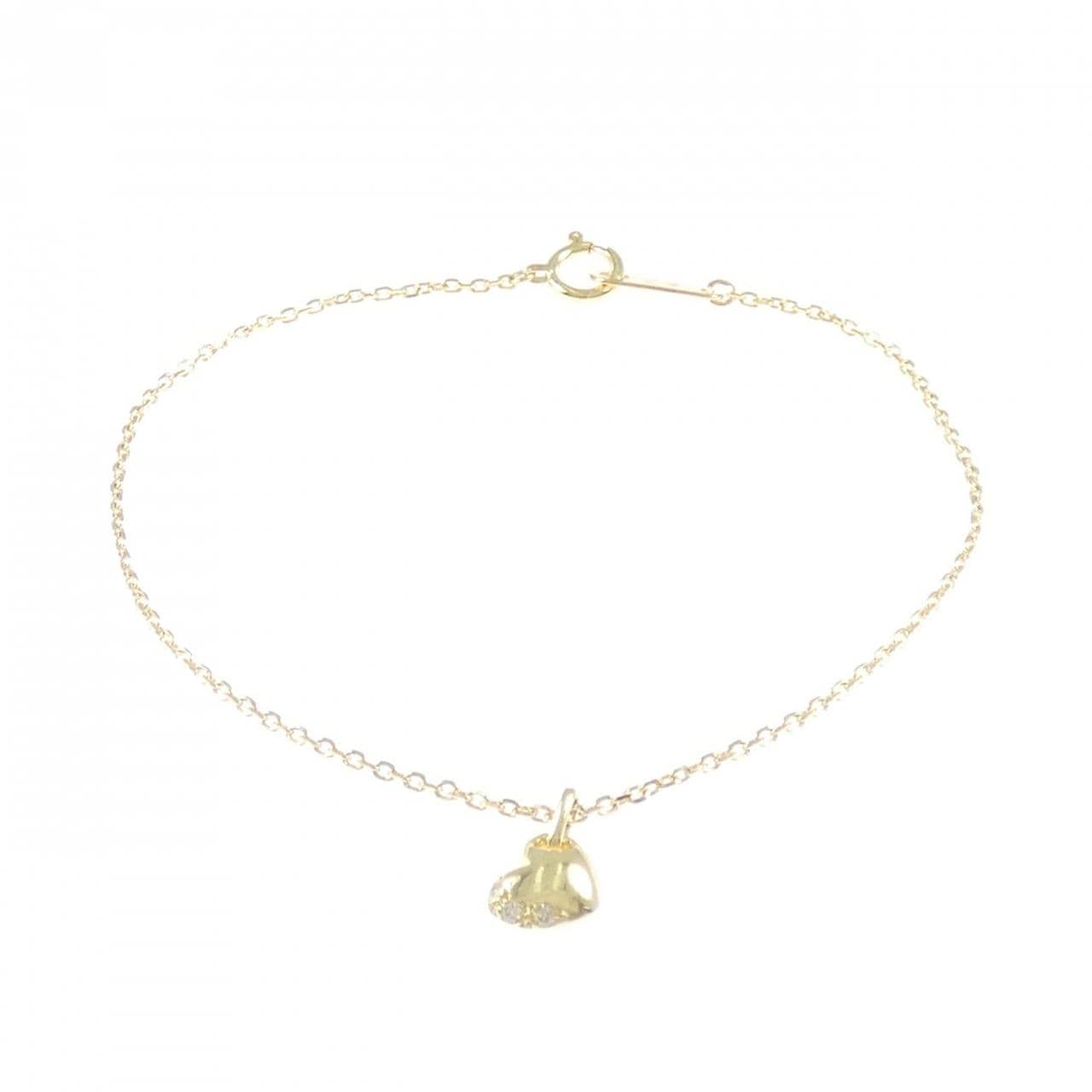 K18YG ハート ダイヤモンド ブレスレット 0.02CT